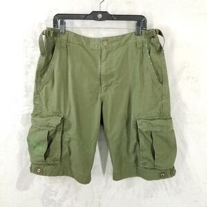 Vtg Eddie Bauer Cargo Shorts Men 34 Green Distressed Grunge Skater Canvas Y2K